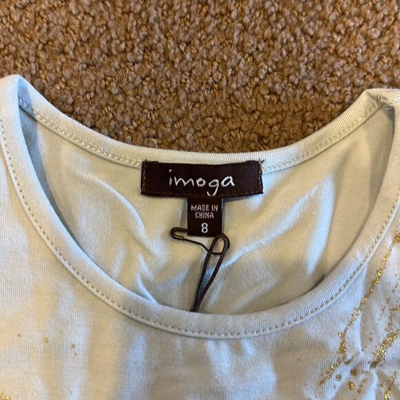 Imoga Girls Grey & Gold Butterfly Layered Tank Dress - Picture 4 of 5